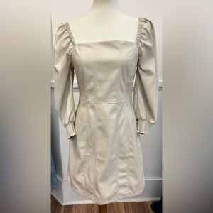 faux leather beige, mini dress